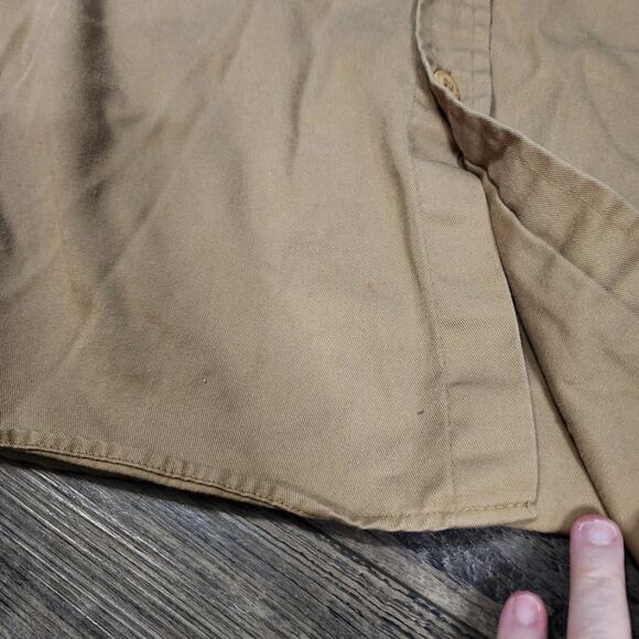 Jesse James Beige Brown Work shirt short sleeve button up size Medium 2329 - Picture 2 of 6
